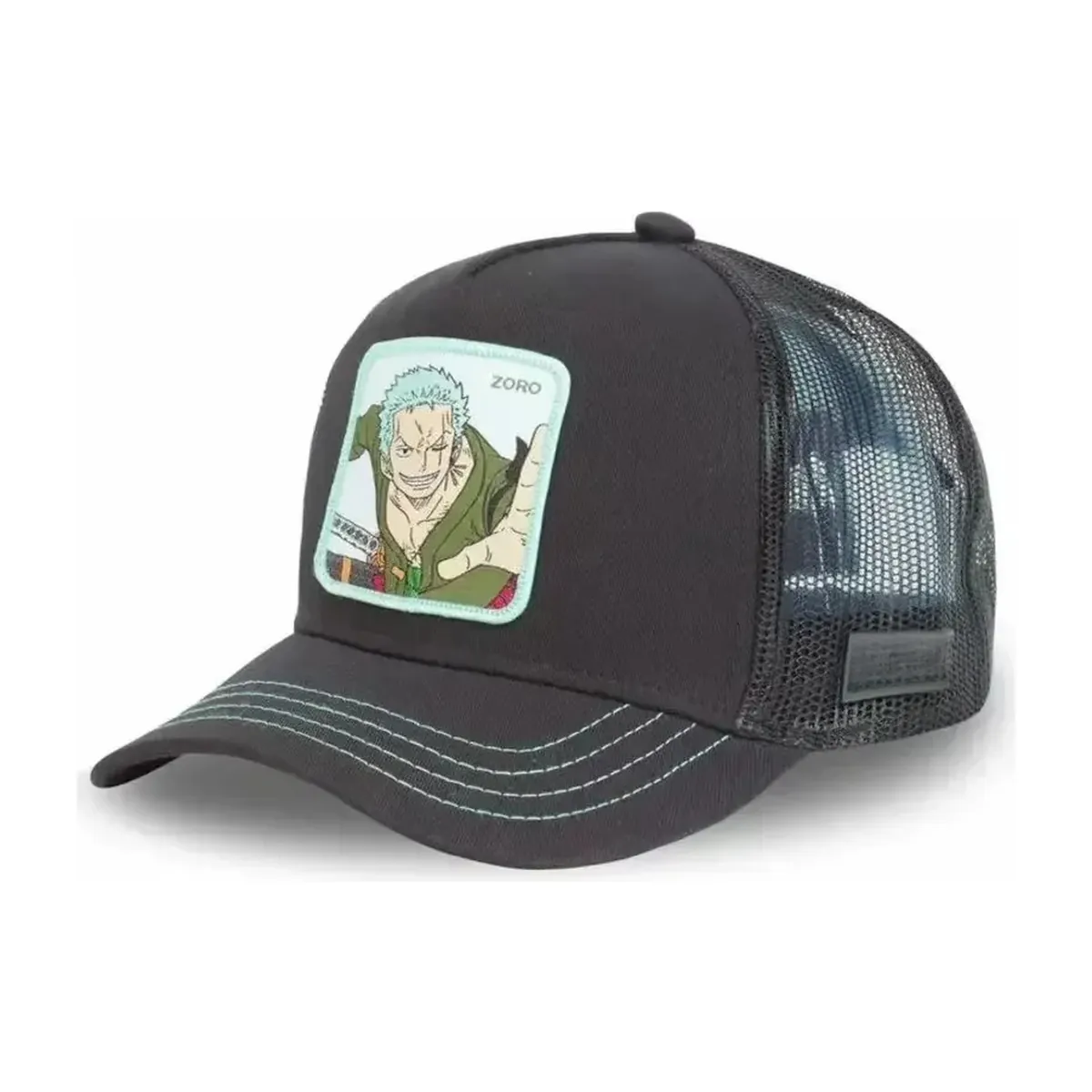Gorra de béisbol de malla con sombrero de paja de Luffy, snapback – negro modelo 3