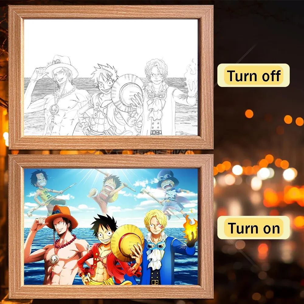 Lámpara LED con Marco Animado de Personajes de Anime – one, lot de 11