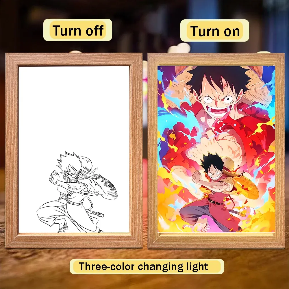 Lámpara LED con Marco Animado de Personajes de Anime – one, lot de 2