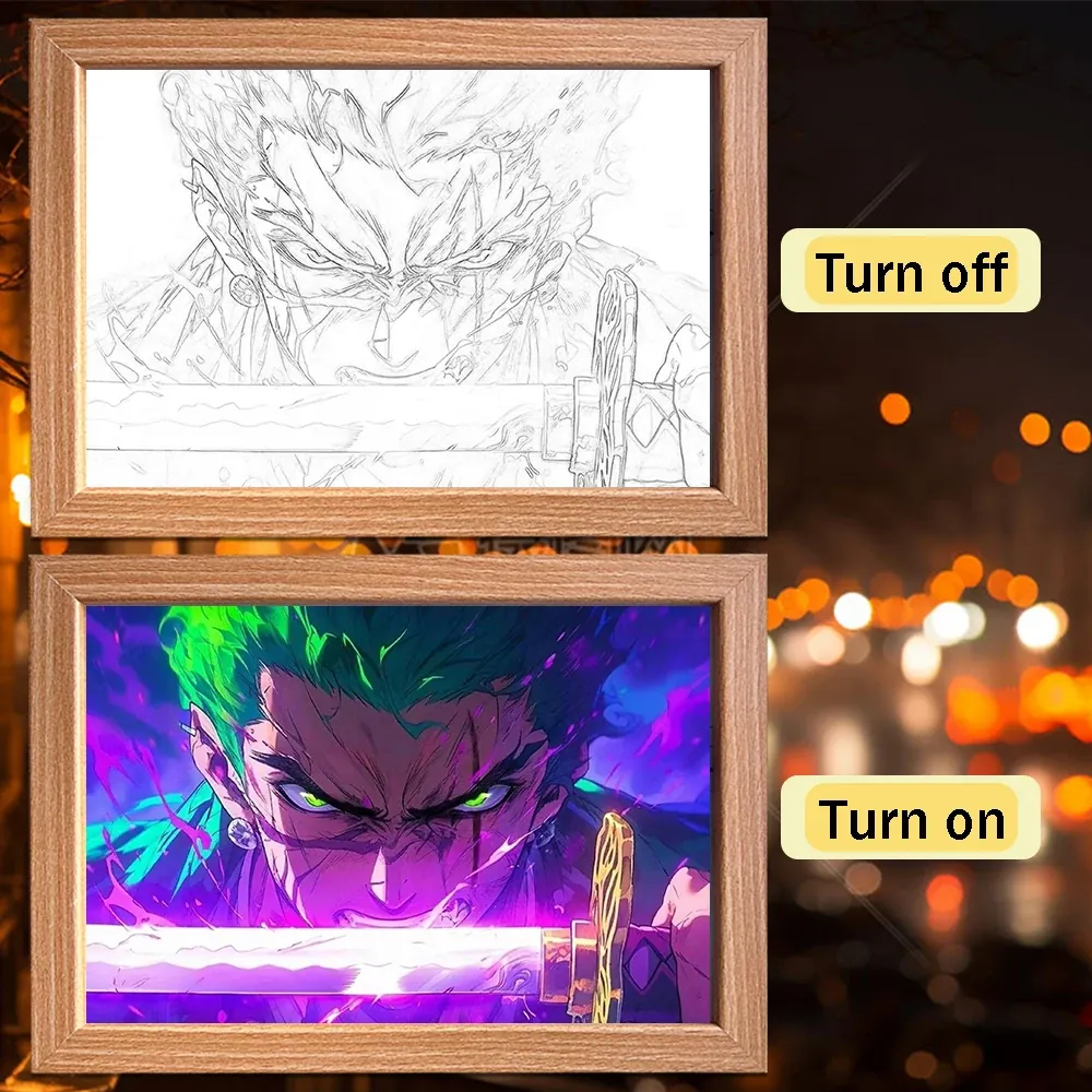 Lámpara LED con Marco Animado de Personajes de Anime – one, 1 pièce
