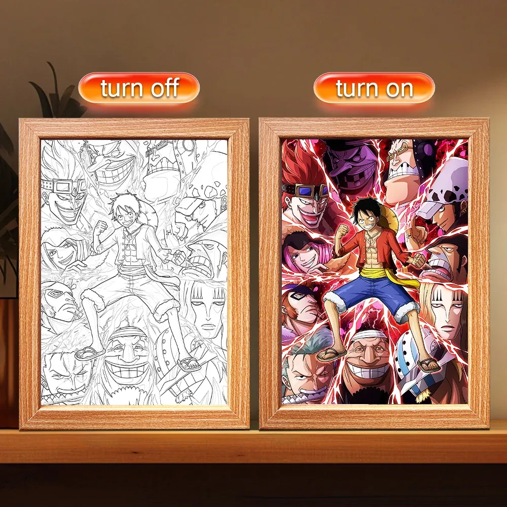 Lámpara LED con Marco Animado de Personajes de Anime – one, lot de 16
