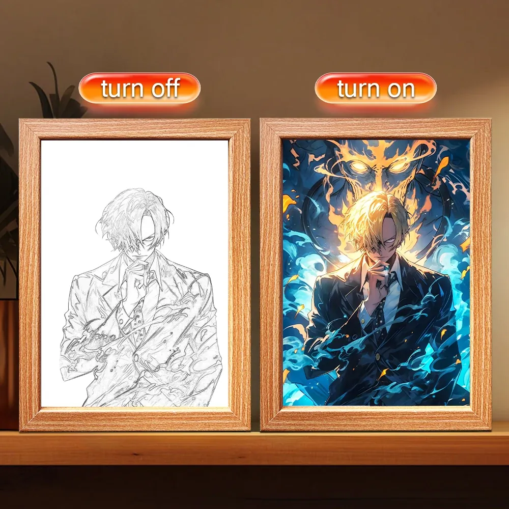Lámpara LED con Marco Animado de Personajes de Anime – one, lot de 22