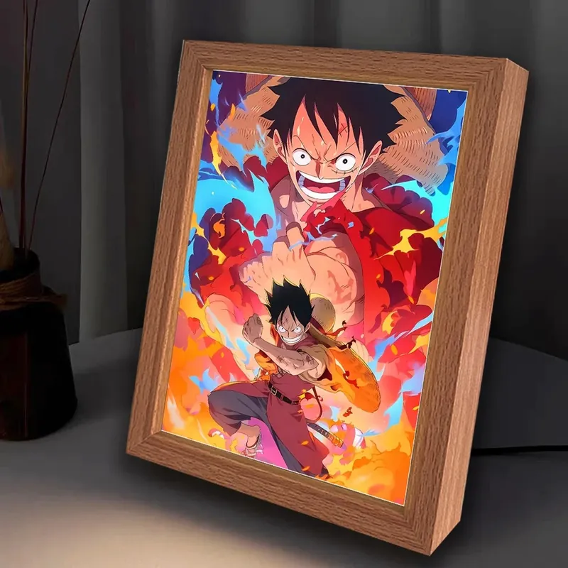 Lámpara de One Piece y anime con marco LED animado