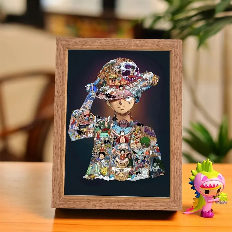 Lámpara de One Piece y anime con marco LED animado – Elige dónde ponerlo