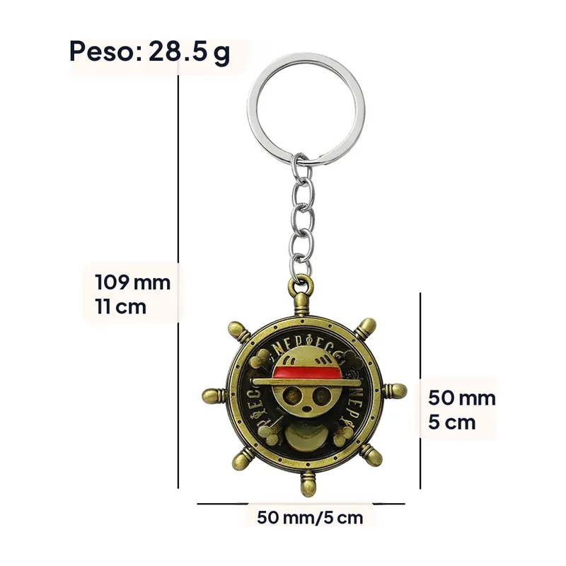 Llavero giratorio de calavera de One Piece con Luffy – Saca la calavera