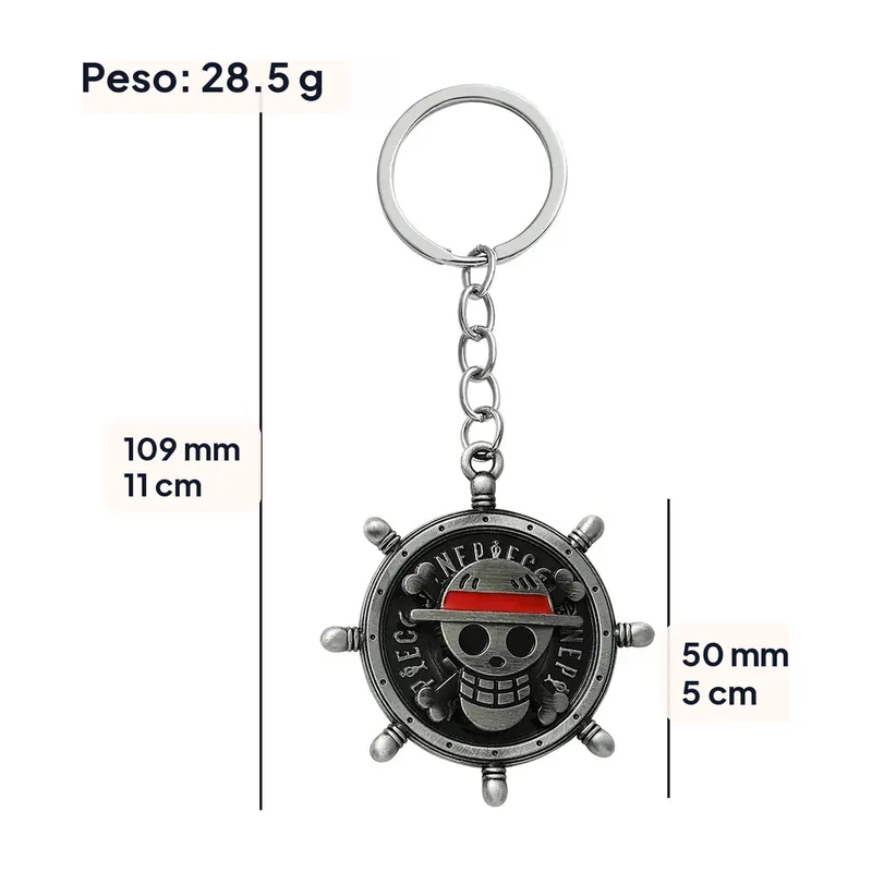 Llavero giratorio de calavera de One Piece con Luffy – Engánchalo