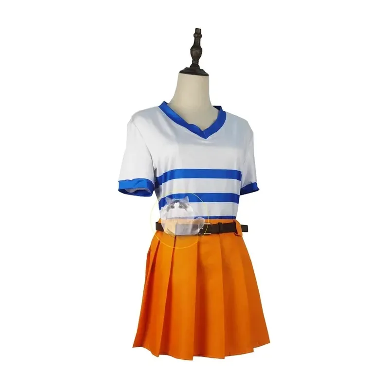 Peluca y disfraz de Nami de One Piece, uniforme en 5 tallas – Compara medidas antes de pedir