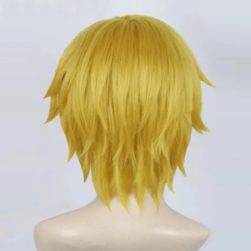 Peluca de Sanji rubia corta y lisa para cosplay de One Piece – Fibra sintética resistente al calor