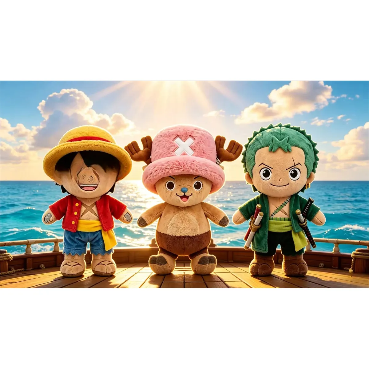 Peluche de Luffy, Chopper y Zoro con ropa removible – vue 2