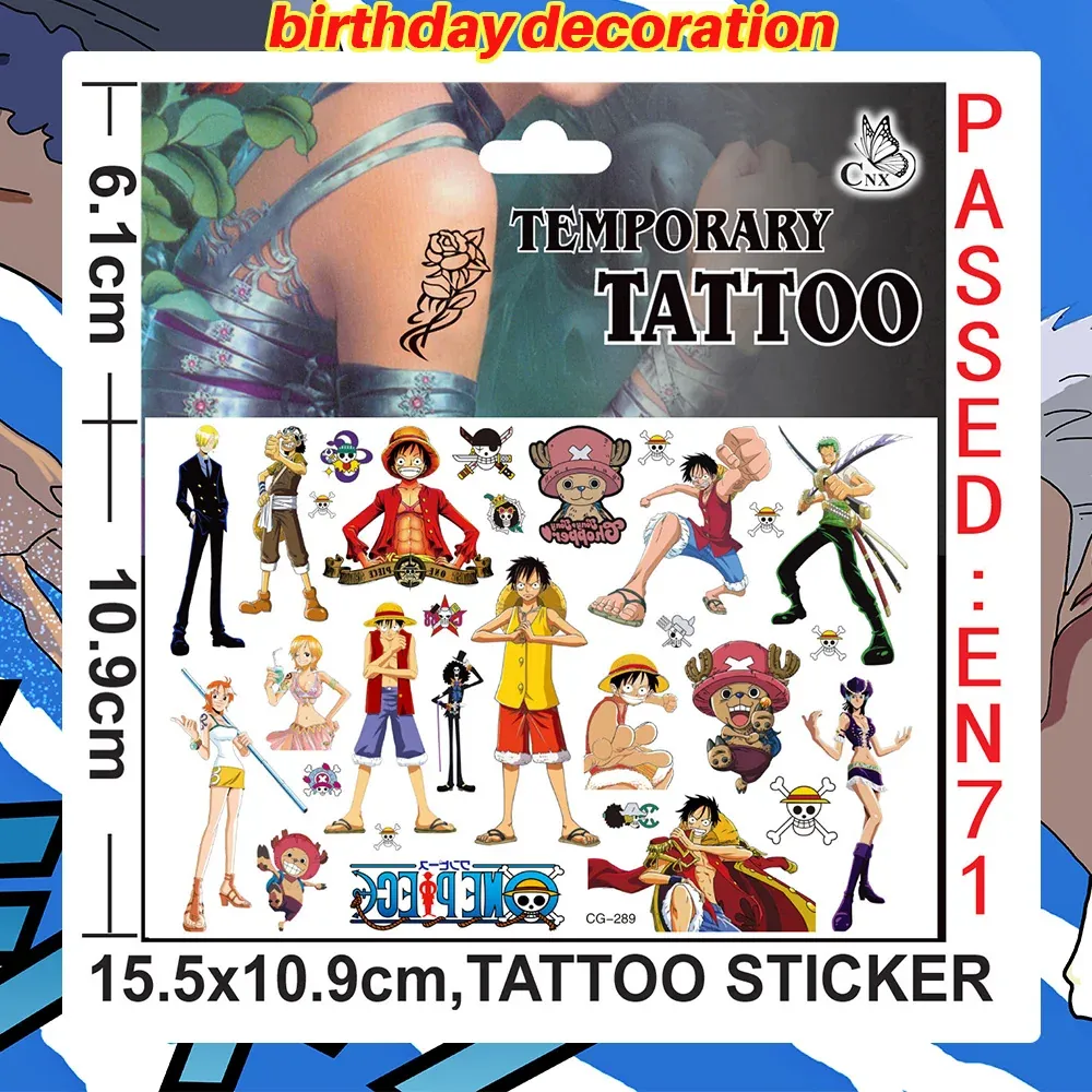 Platos para Fiesta de Cumpleaños de One Piece Banner – tattoo sticker, 1 pièce