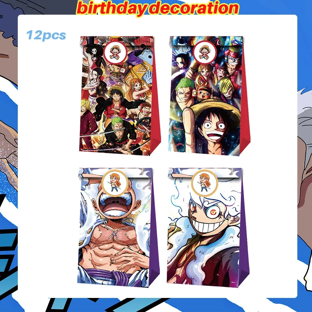 Platos para Fiesta de Cumpleaños de One Piece Banner – gift bag, lot de 12