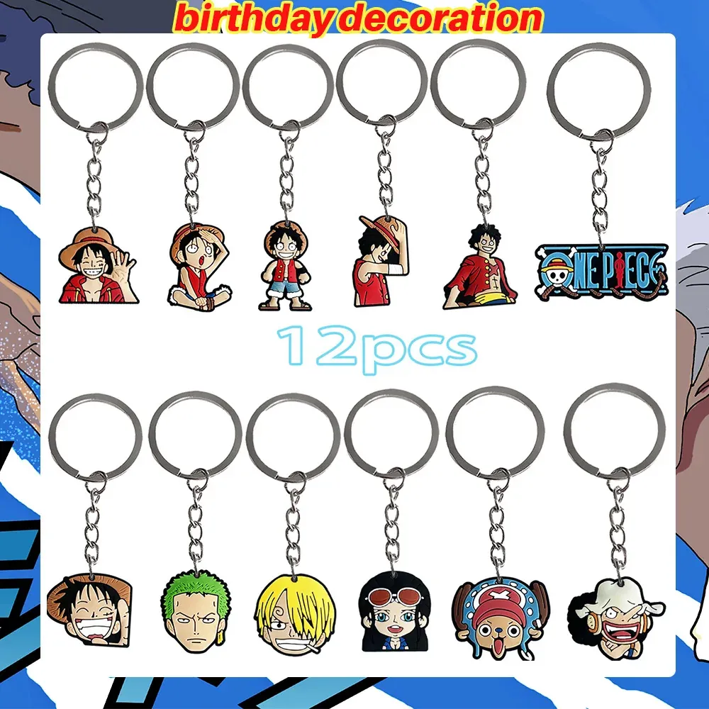 Platos para Fiesta de Cumpleaños de One Piece Banner – keychain, lot de 12