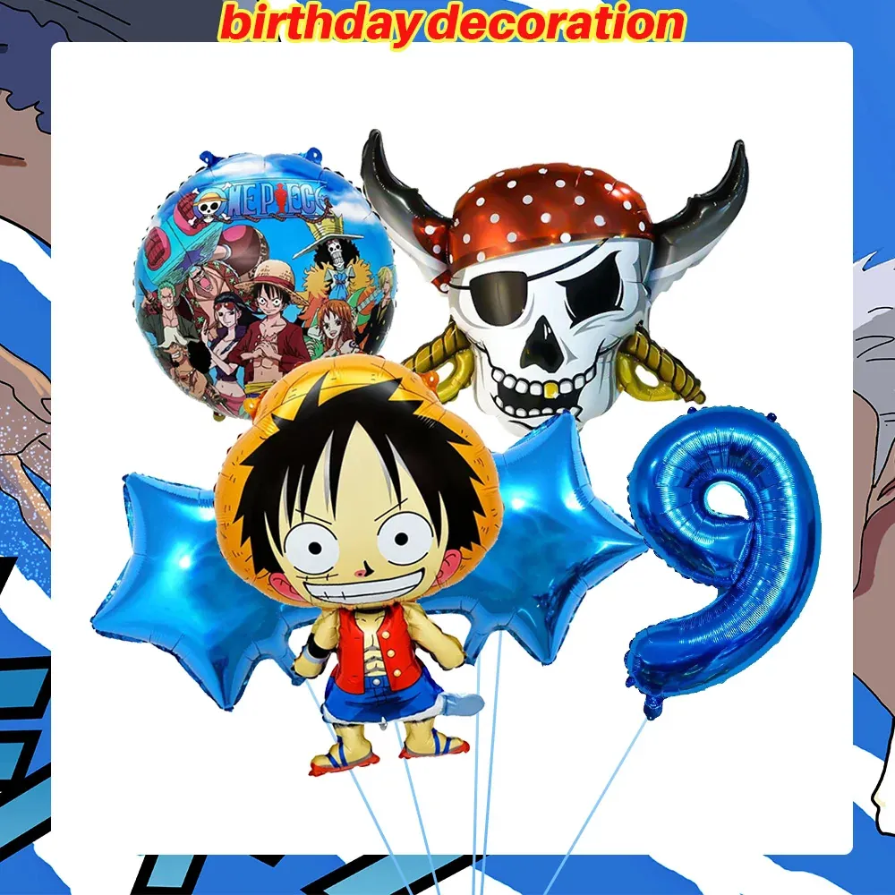 Platos para Fiesta de Cumpleaños de One Piece Banner – balloon, lot de 5