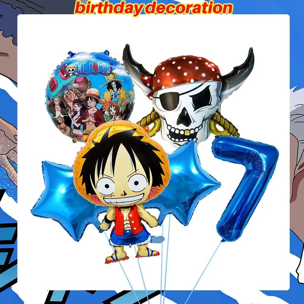 Platos para Fiesta de Cumpleaños de One Piece Banner – balloon, lot de 5