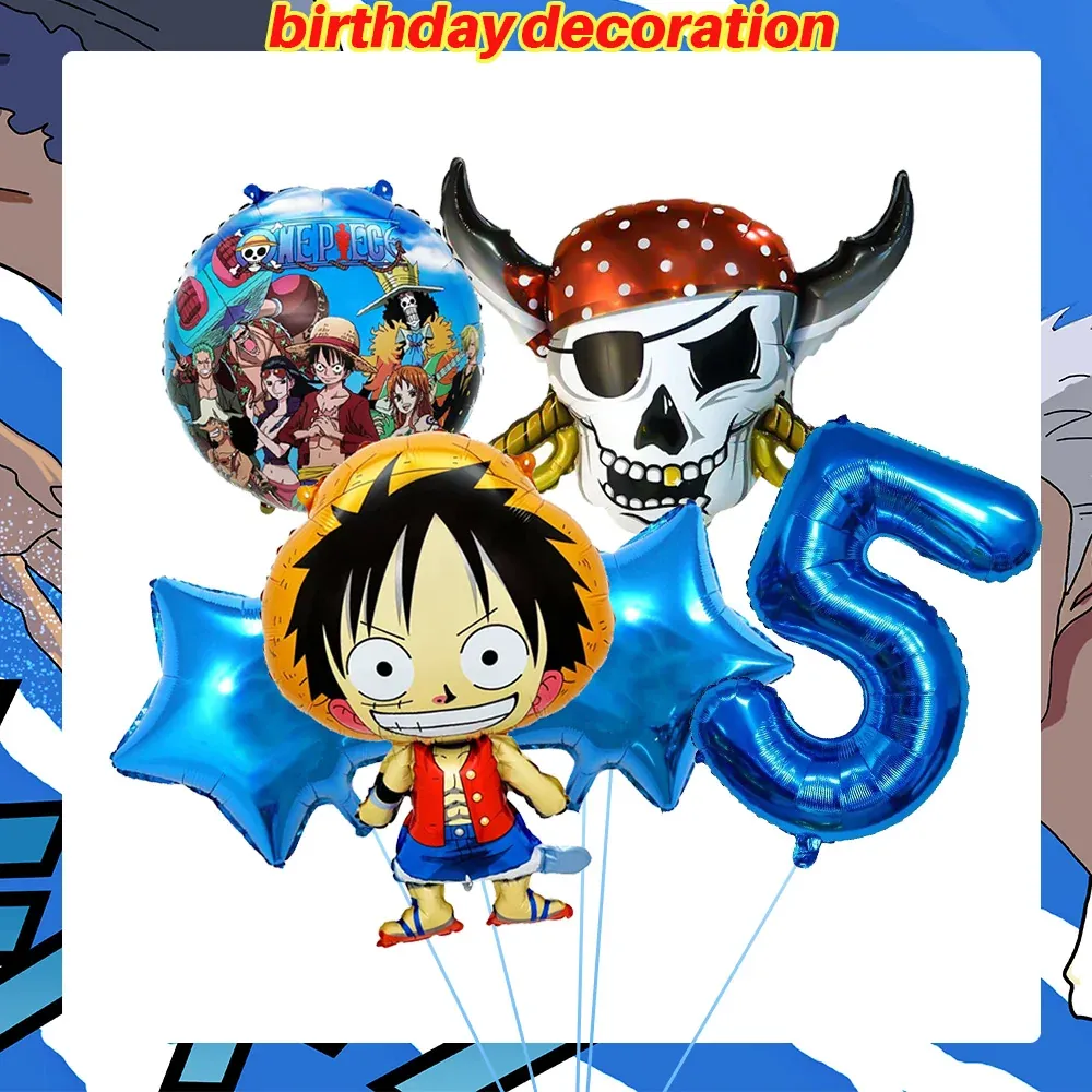 Platos para Fiesta de Cumpleaños de One Piece Banner – balloon, lot de 5