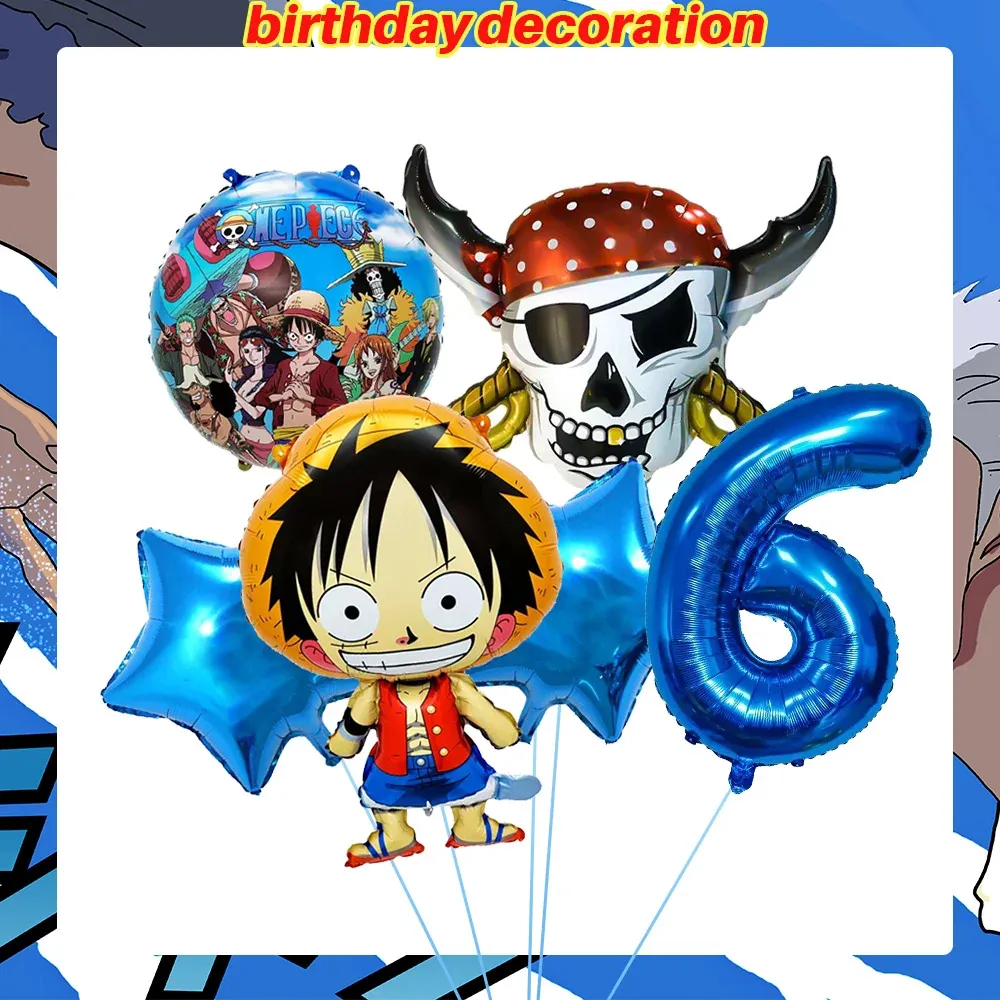 Platos para Fiesta de Cumpleaños de One Piece Banner – balloon, lot de 5