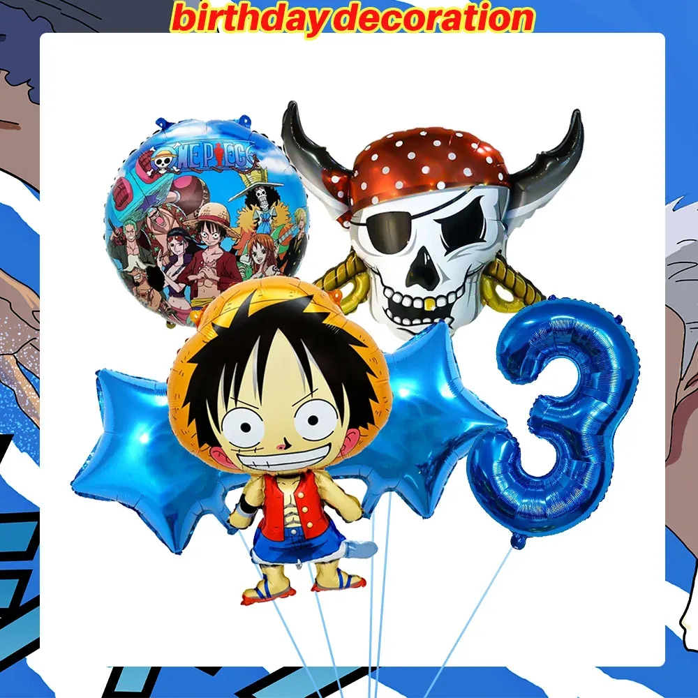 Platos para Fiesta de Cumpleaños de One Piece Banner – balloon, lot de 5