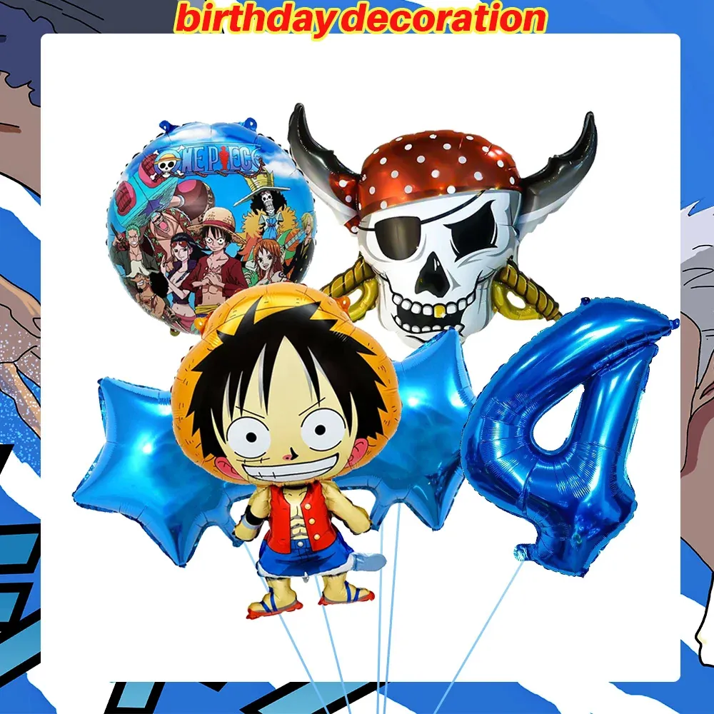 Platos para Fiesta de Cumpleaños de One Piece Banner – balloon, lot de 5