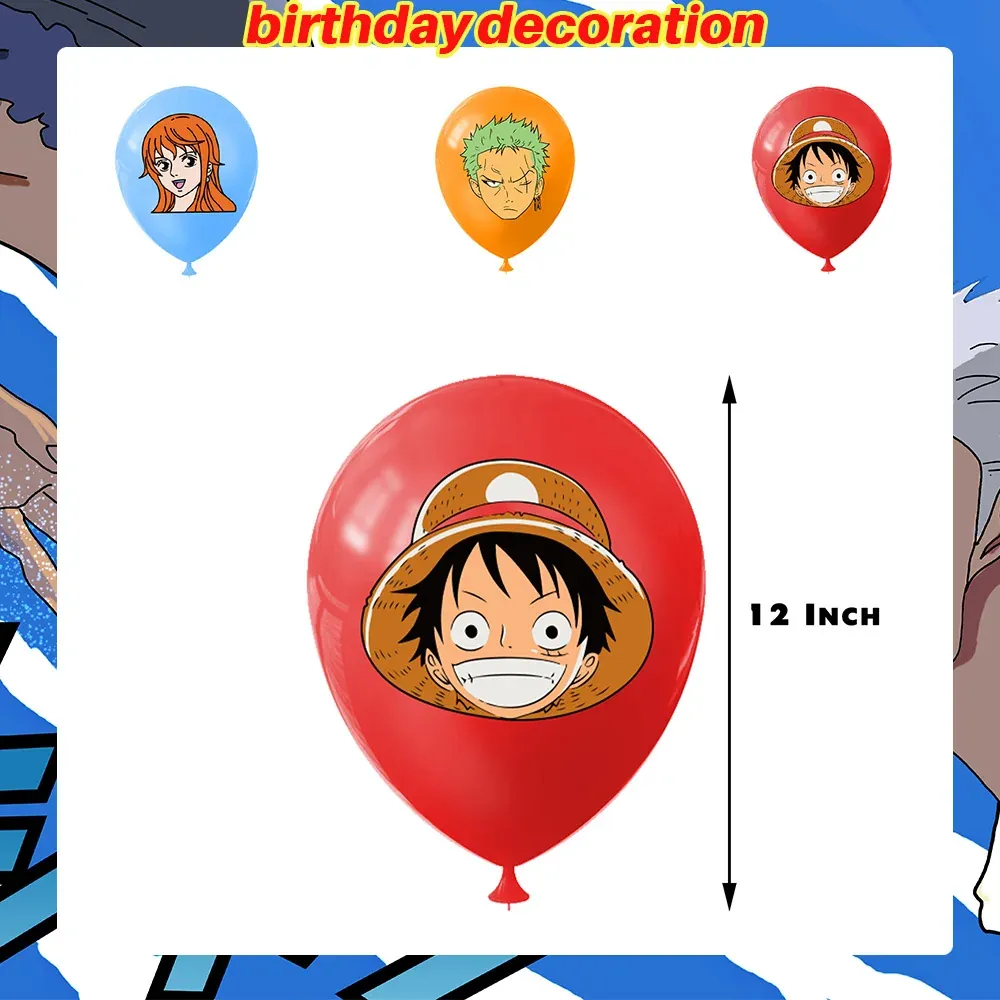 Platos para Fiesta de Cumpleaños de One Piece Banner – balloon, lot de 18