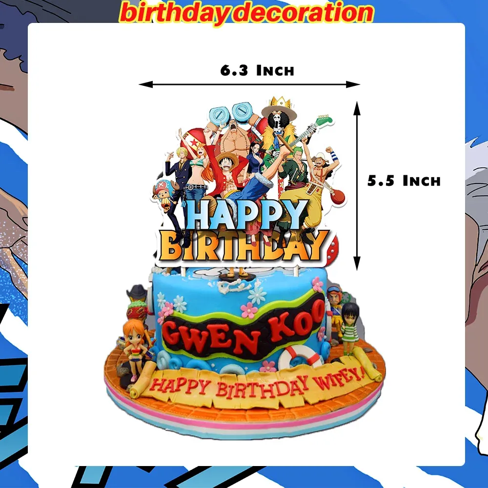 Platos para Fiesta de Cumpleaños de One Piece Banner – cake topper, 1 pièce