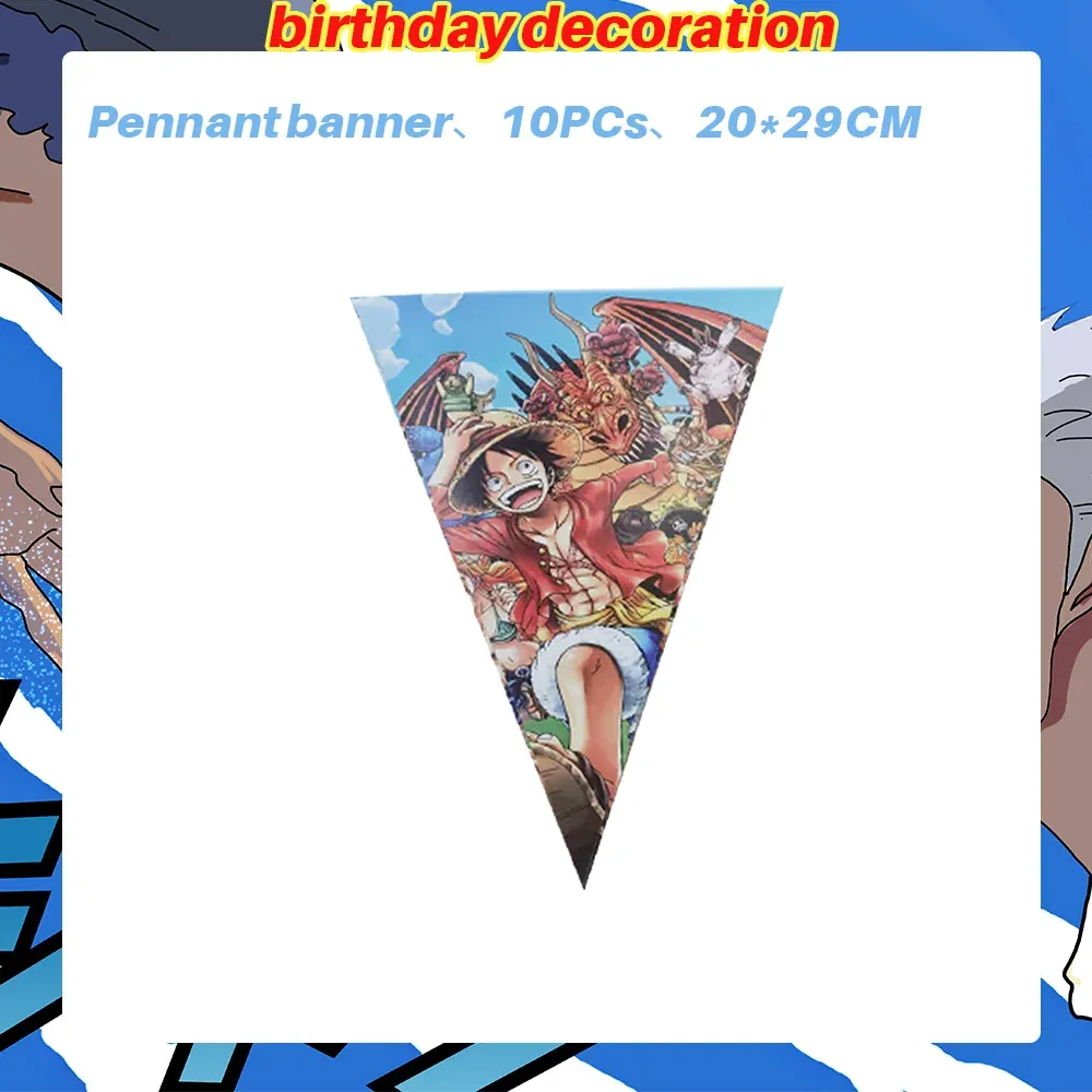 Platos para Fiesta de Cumpleaños de One Piece Banner – flag, lot de 10