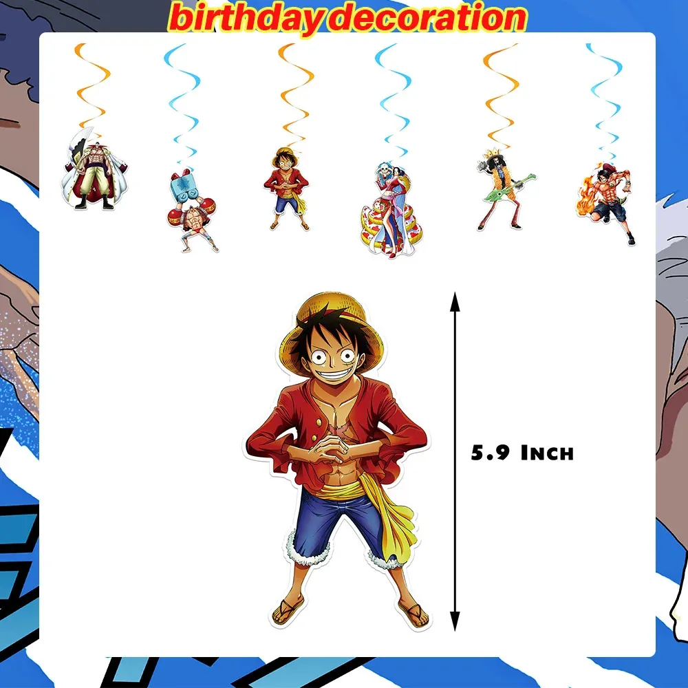 Platos para Fiesta de Cumpleaños de One Piece Banner – spiral, lot de 6