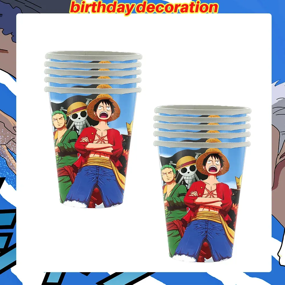 Platos para Fiesta de Cumpleaños de One Piece Banner – cup, lot de 10