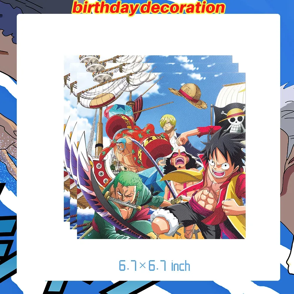 Platos para Fiesta de Cumpleaños de One Piece Banner – napkin, lot de 20