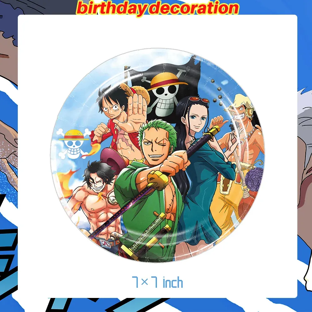 Platos para Fiesta de Cumpleaños de One Piece Banner – 7 inch plate, lot de 10