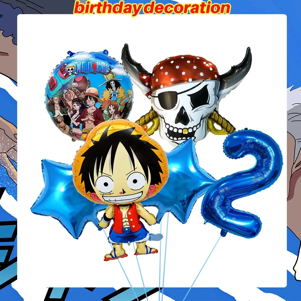 Platos para Fiesta de Cumpleaños de One Piece Banner – balloon, lot de 5
