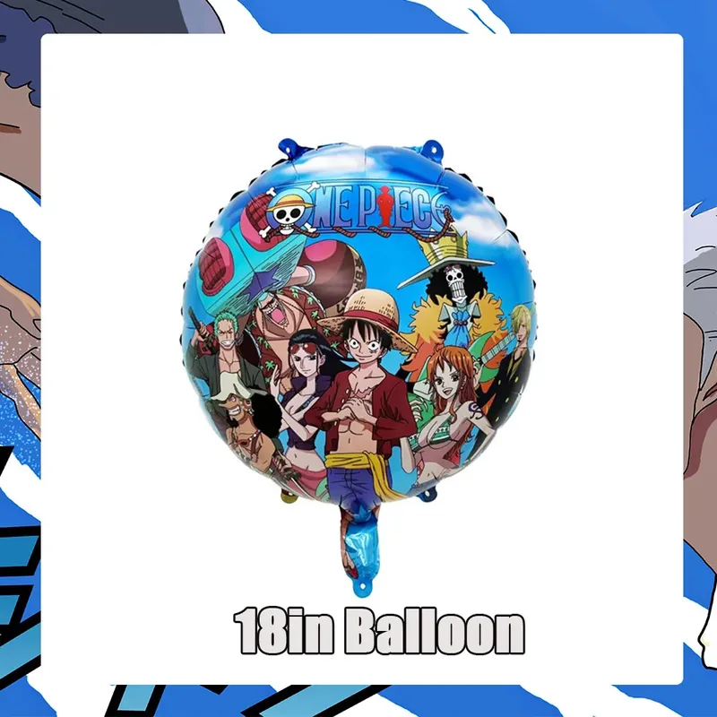 Globos de One Piece y vajilla de fiesta: platos, vasos y banner – Sirve y celebra