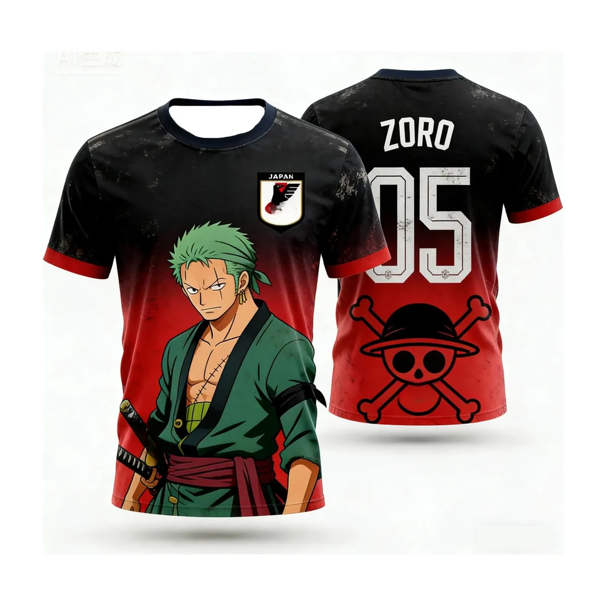 Playera de futbol de Luffy de One Piece Japón, niños y adultos – vue 5