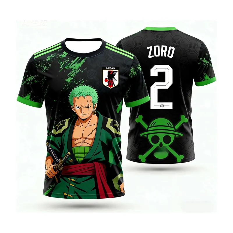 Playera de futbol de Luffy de One Piece Japón, niños y adultos – Pruébala
