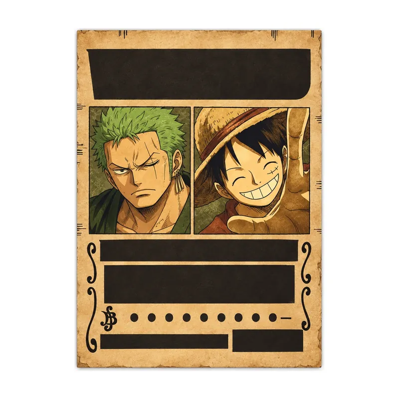 Póster de Zoro y Luffy con recompensa, tela sin marco hasta 55 × 80 cm