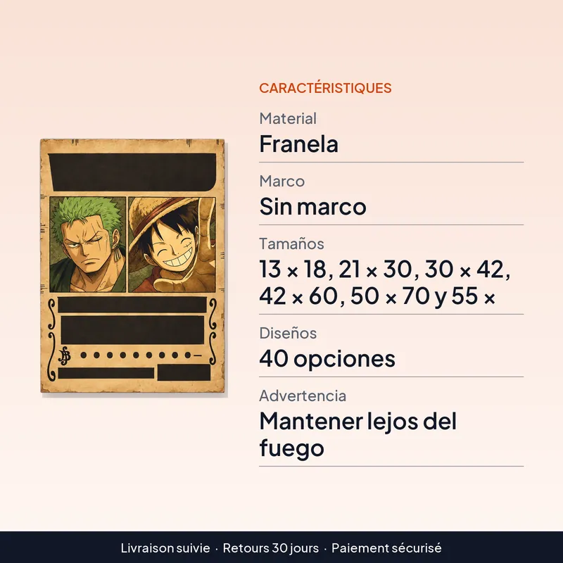 Póster de Zoro y Luffy con recompensa, tela sin marco hasta 55 × 80 cm – Elige el tamaño con calma
