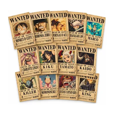 Pósters de One Piece Wanted de Luffy y Zoro, juego vintage de 10