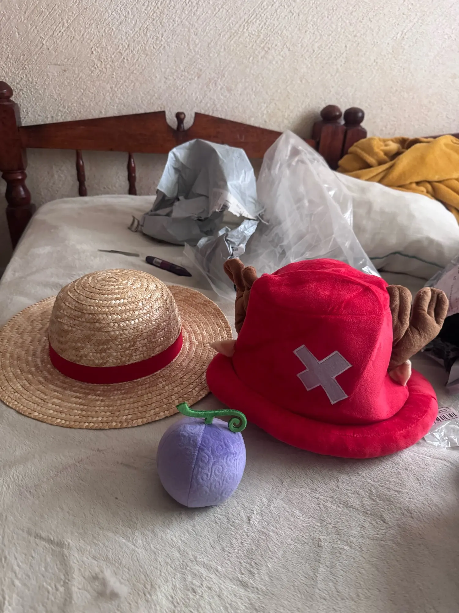 Foto de un comprador: Sombrero de paja de Luffy para cosplay con barboquejo elástico