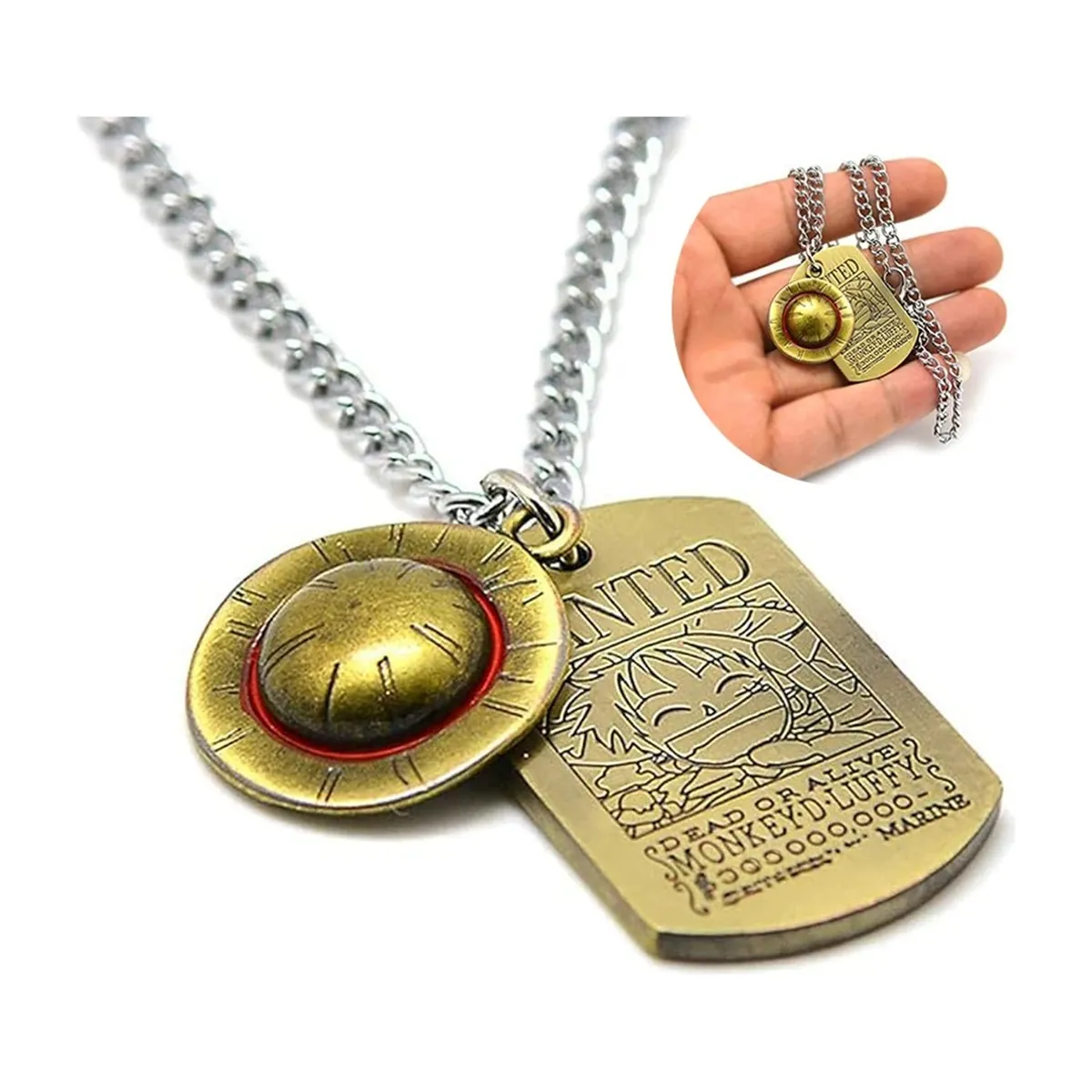Sombrero de paja de Luffy en collar con dije de aleación – vue 2