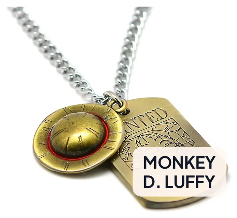 Sombrero de paja de Luffy en collar con dije de aleación