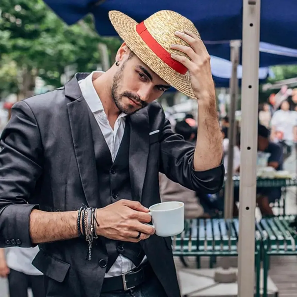 Sombrero de paja de Luffy para cosplay con barboquejo elástico – vue 4