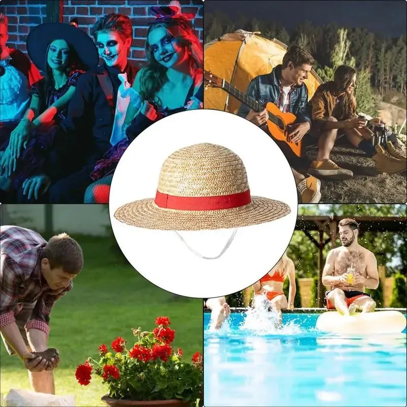 Sombrero de paja de Luffy para cosplay con barboquejo elástico – Pruébalo
