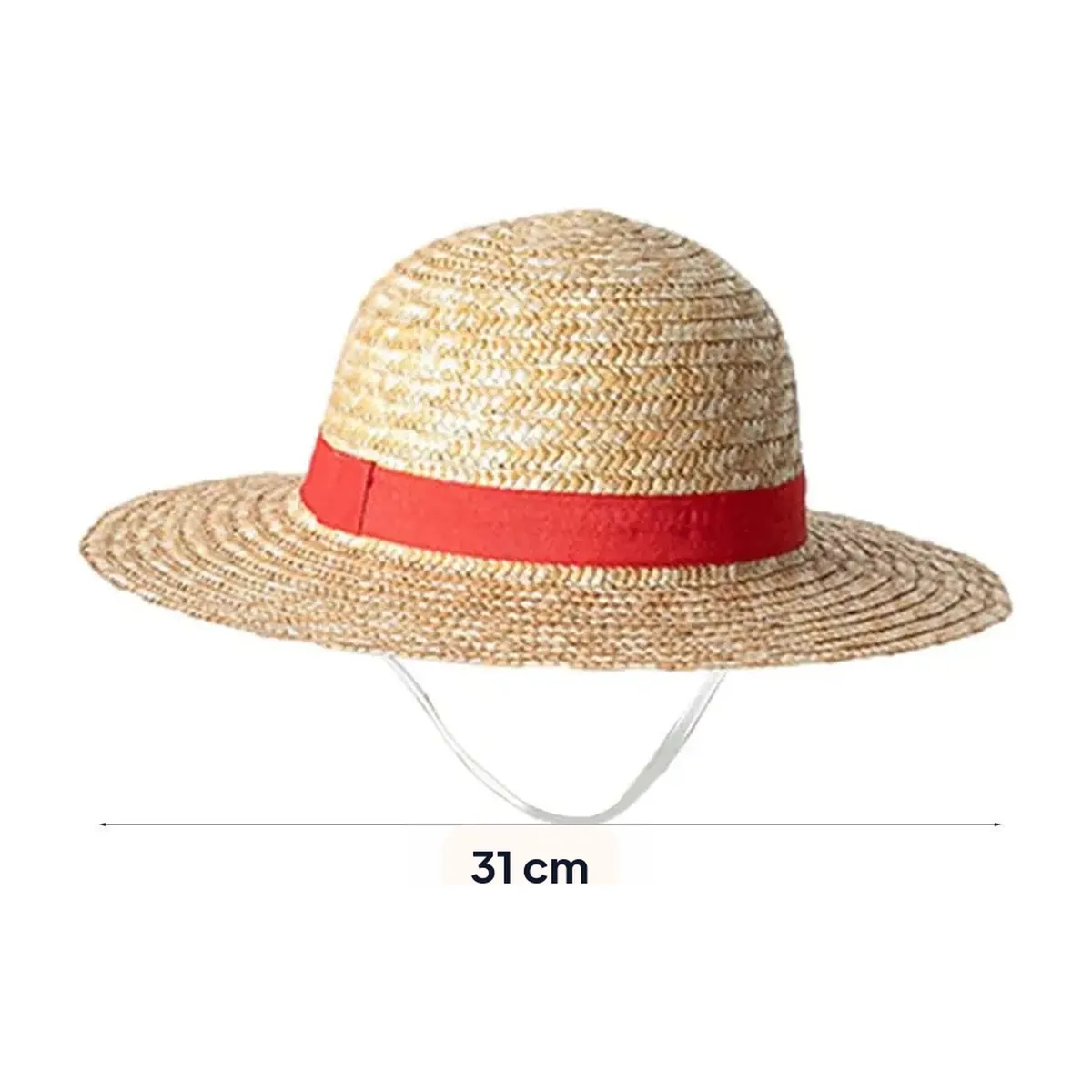 Sombrero de paja de Luffy para cosplay con barboquejo elástico – 31 cm