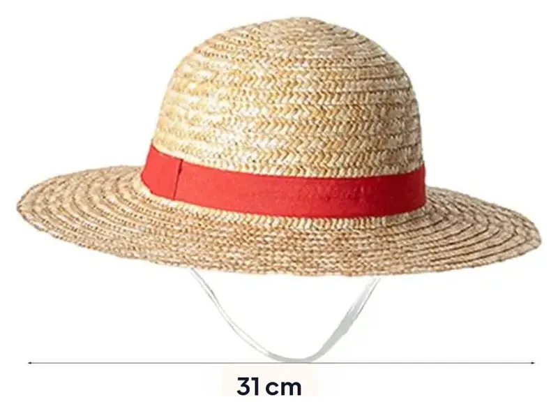 Sombrero de paja de Luffy para cosplay con barboquejo elástico