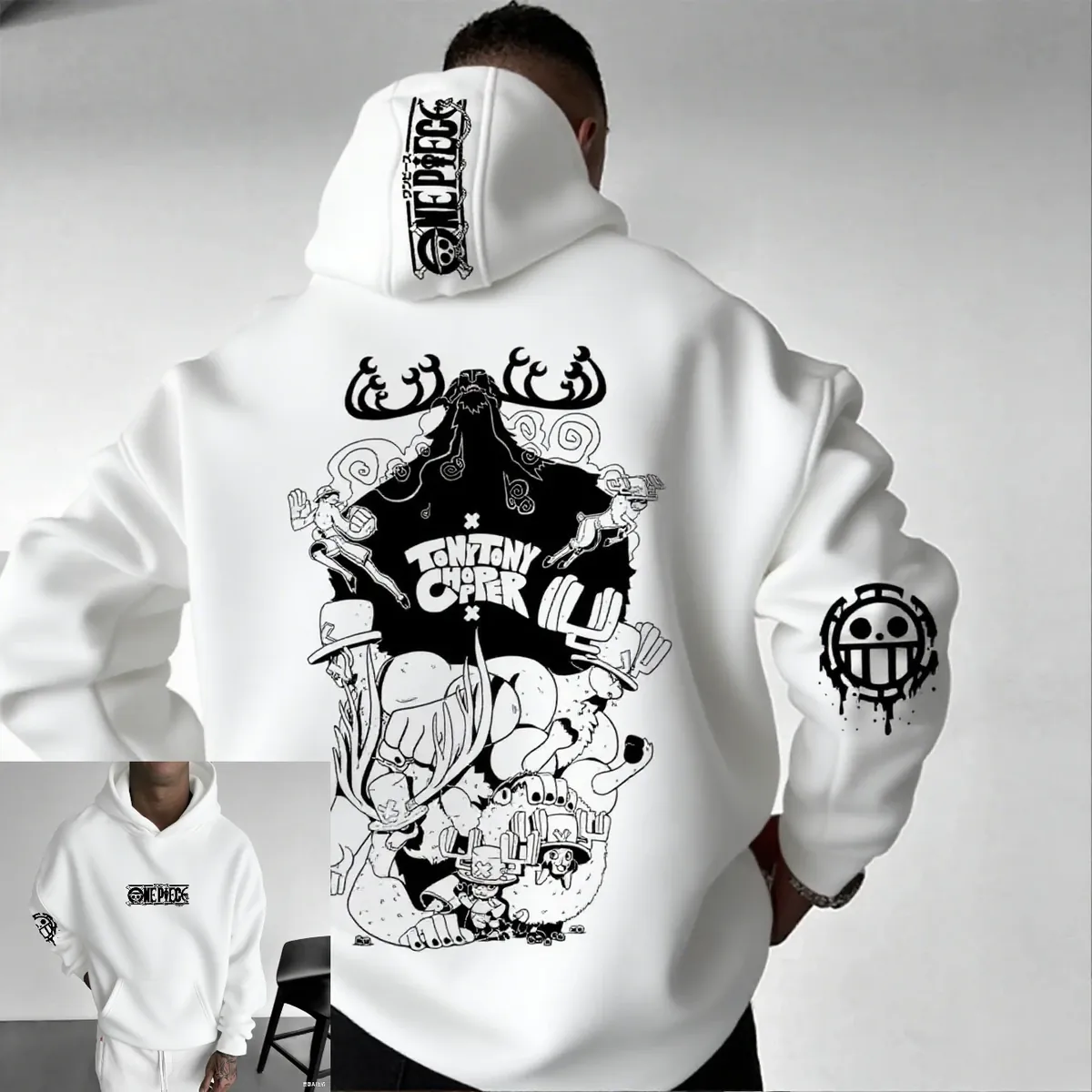 Sudadera con capucha de Anime Chopper de una pieza – blanc / 4xl