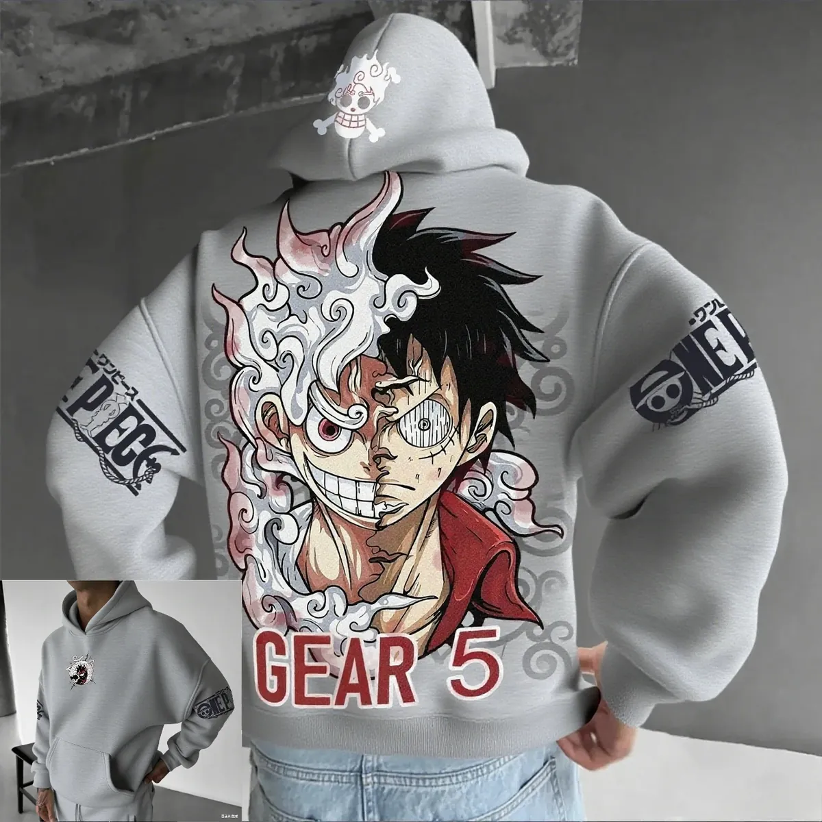 Sudadera con capucha de One Piece Luffy para hombre – gris / xxl