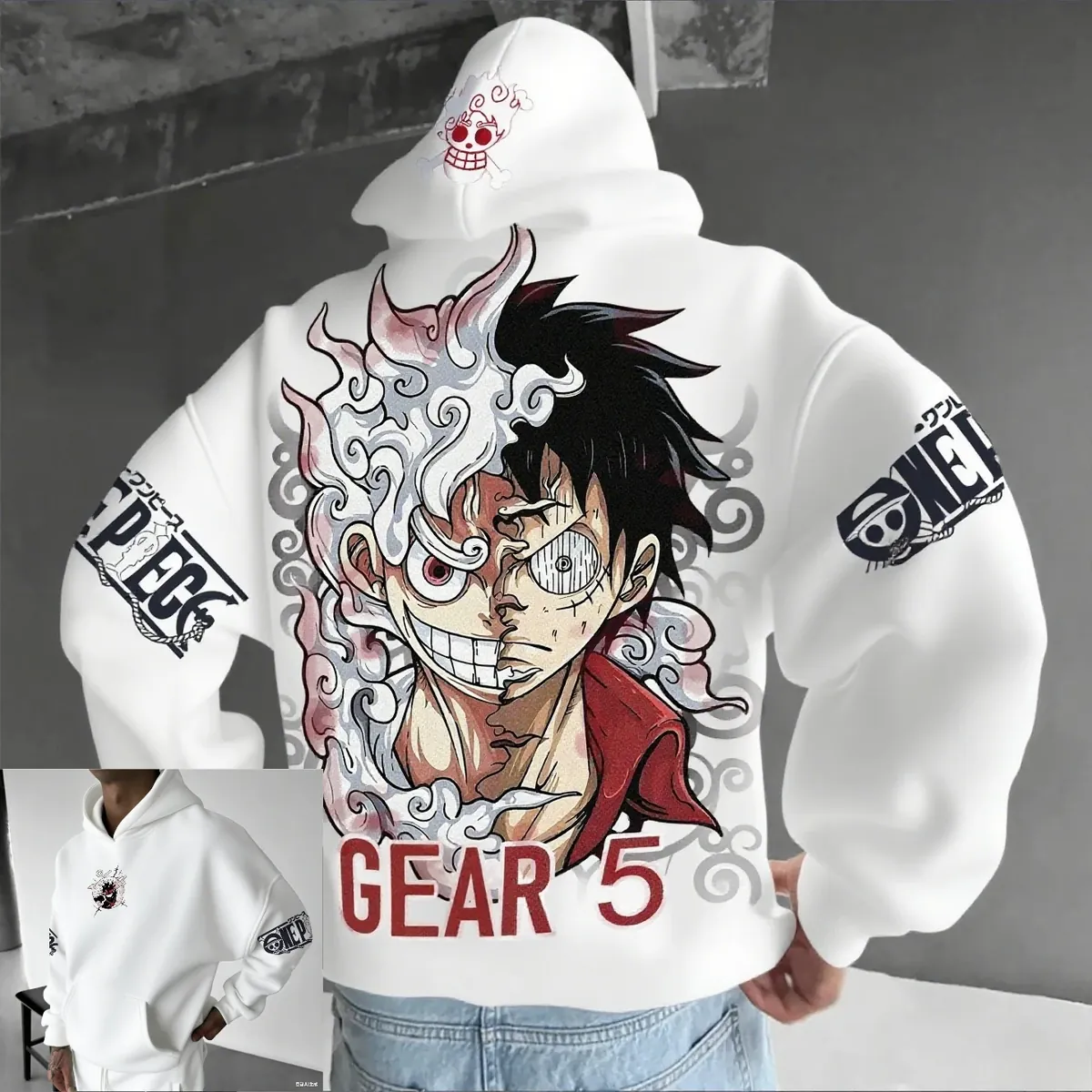Sudadera con capucha de One Piece Luffy para hombre – blanc / m