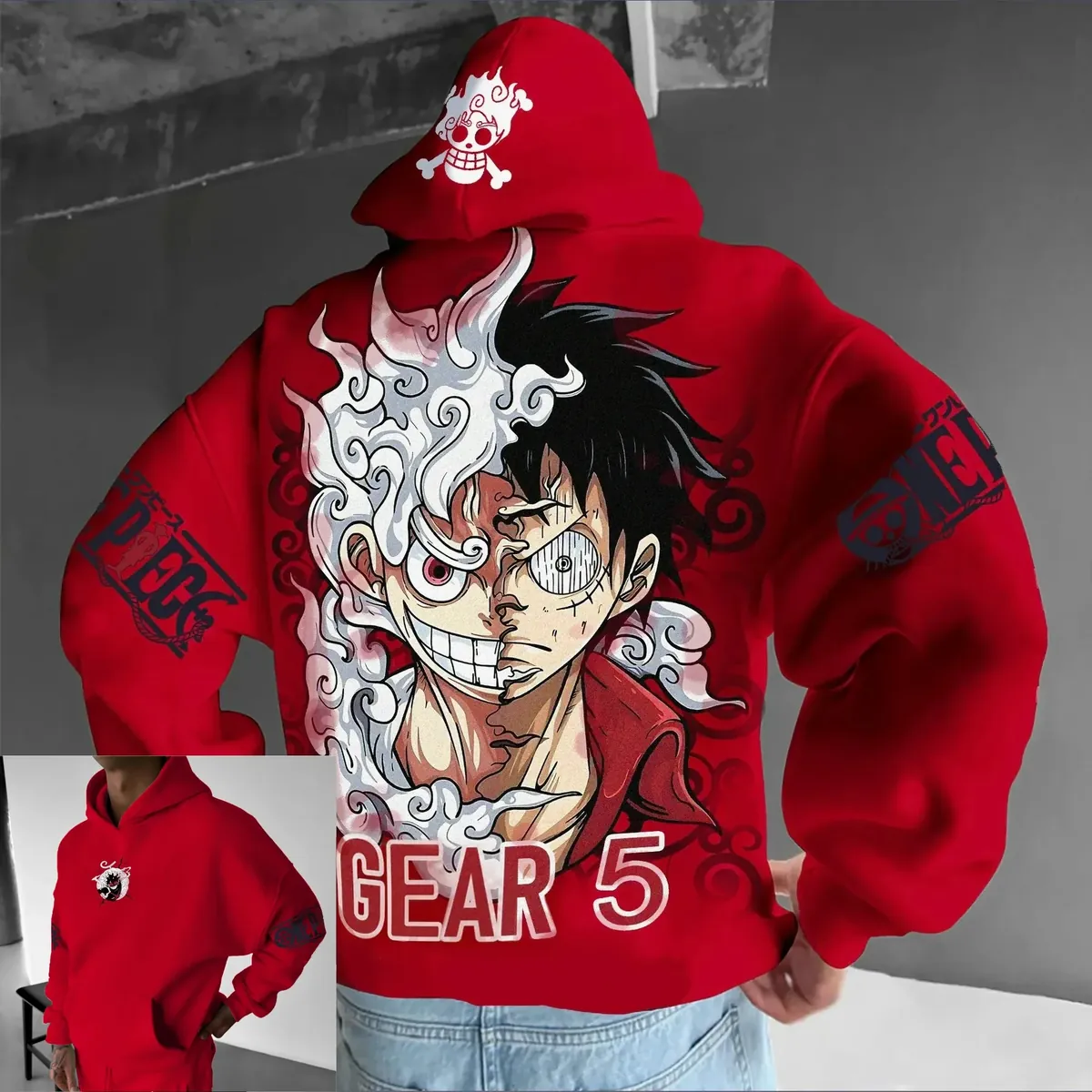 Sudadera con capucha de One Piece Luffy para hombre – rouge / xl
