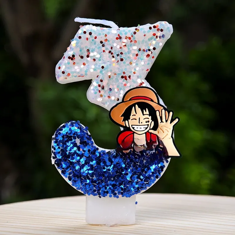 Velas de One Piece con número del 0 al 9 para pastel