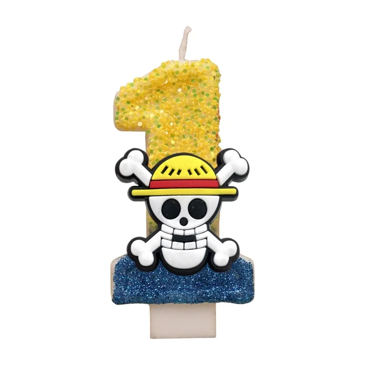 Velas de One Piece con números del 0 al 9 y Luffy – número 1