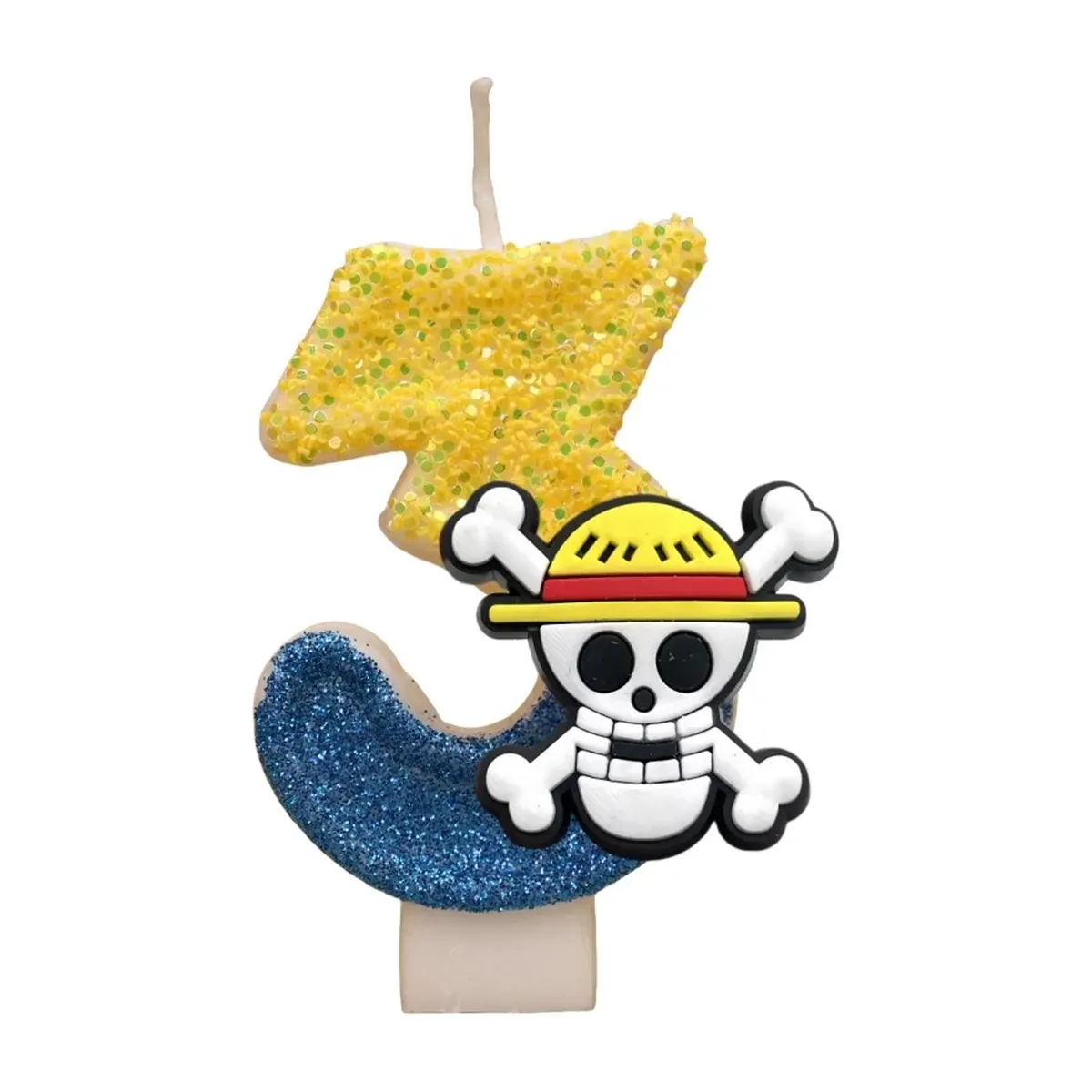 Velas de One Piece con números del 0 al 9 y Luffy – número 3